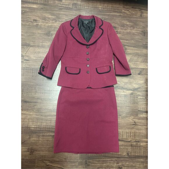 Nine West 2-Piece Skirt Suit Burgundy Purple Blazer, Sz 10 - Picture 1 of 8